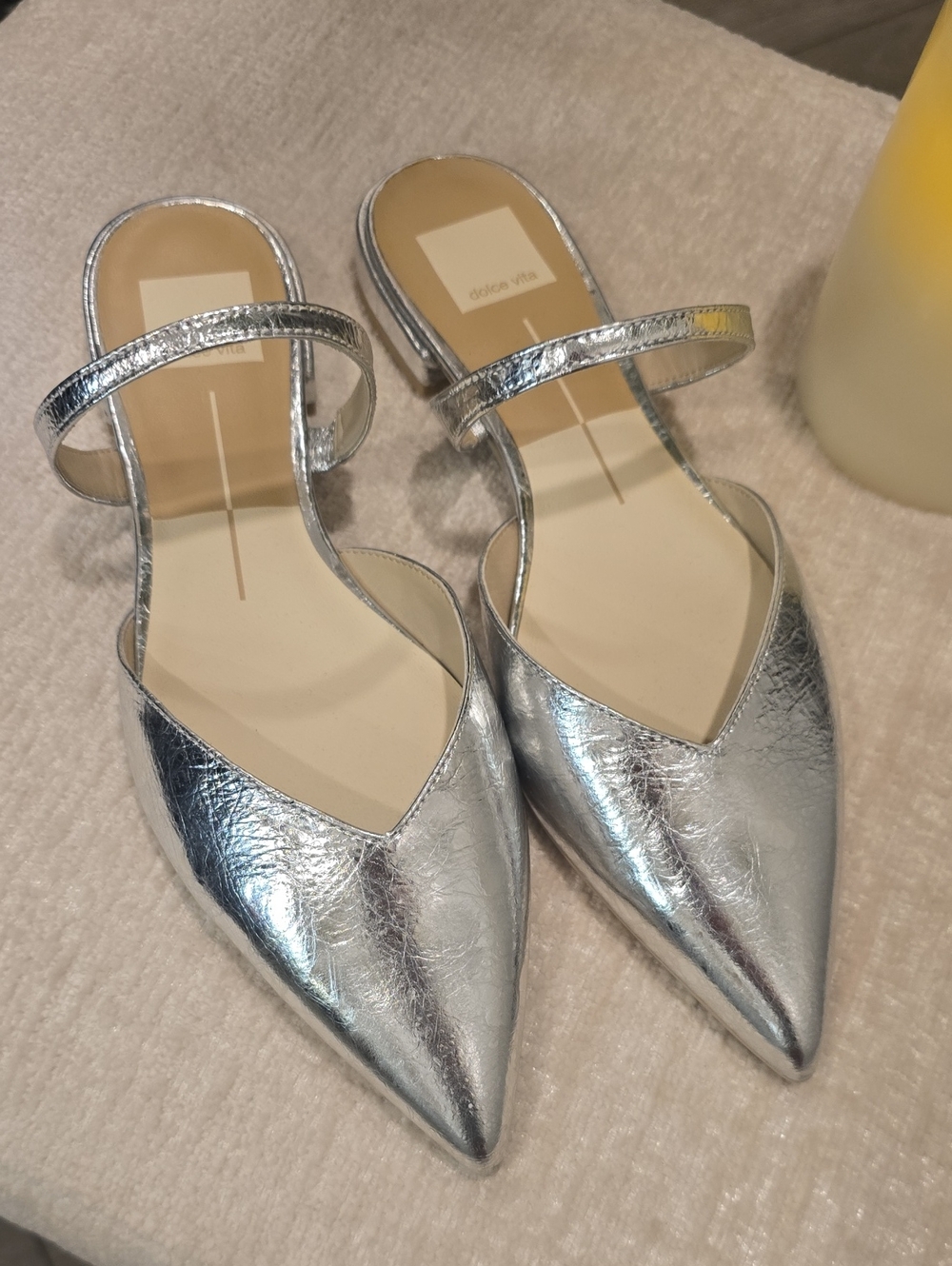 Dolce Vita Silver Pointed-Toe Mary Jane Mules